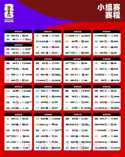 2026世界杯每日赛程